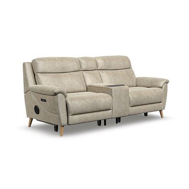Brunel 2.5 Seater Recliner Sofa, Smart Screen & Speakers in Marble Cream Fabric