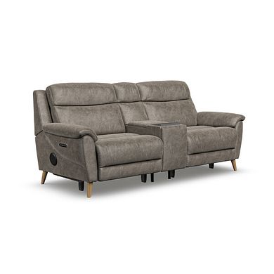 Brunel 2.5 Seater Recliner Sofa, Smart Screen & Speakers in Marble Mink Fabric