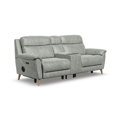 Brunel 2.5 Seater Recliner Sofa, Smart Screen & Speakers in Marble Silver Fabric