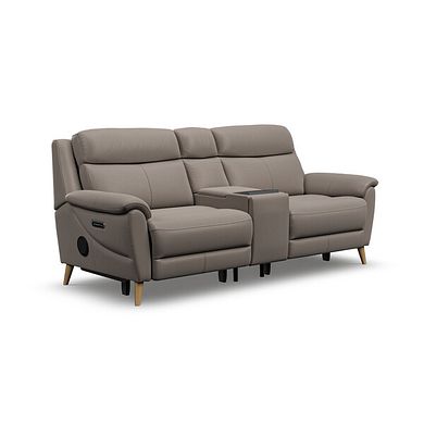 Brunel 2.5 Seater Recliner Sofa, Smart Screen & Speakers in Oyster Leather