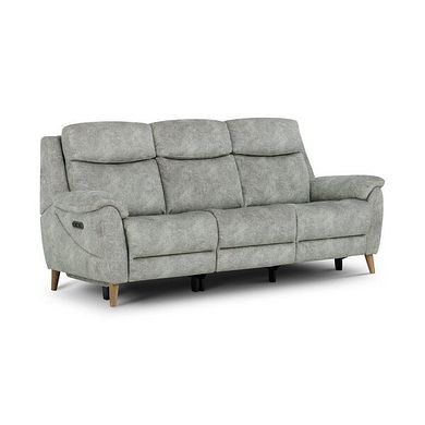 Brunel 3 Seater Electric Recliner Sofa in Marble Silver Fabric