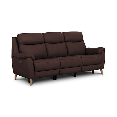 Brunel 3 Seater Recliner Sofa with Adjustable Power Headrest and Lumbar Support in Chestnut Leather