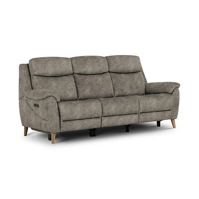 Brunel 3 Seater Recliner Sofa with Adjustable Power Headrest and Lumbar Support in Marble Mink Fabric