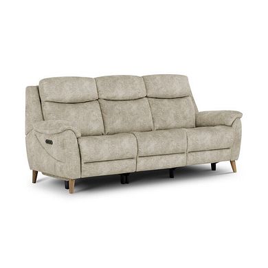 Brunel 3 Seater Recliner Sofa with Adjustable Power Headrest and Lumbar Support in Marble Cream Fabric