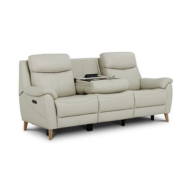 Brunel 3 Seater Electric Recliner Sofa with Multifunctional Middle Seat in Bone China Leather