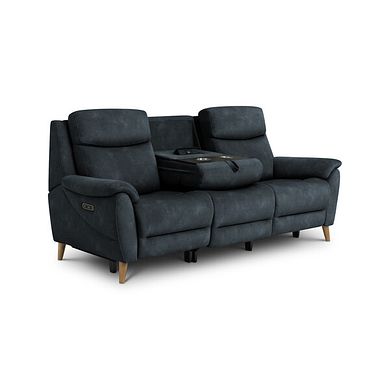 Brunel 3 Seater Electric Recliner Sofa with Multifunctional Middle Seat in Dexter Shadow Fabric
