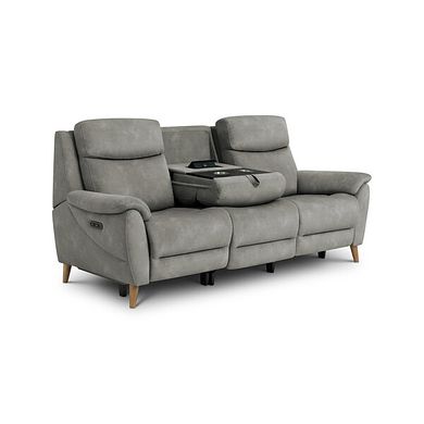 Brunel 3 Seater Electric Recliner Sofa with Multifunctional Middle Seat in Dexter Stone Fabric