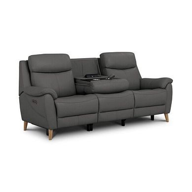 Brunel 3 Seater Electric Recliner Sofa with Multifunctional Middle Seat in Elephant Grey Leather