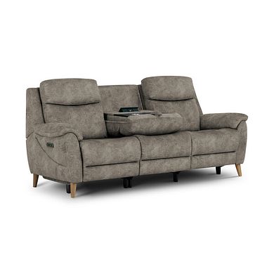 Brunel 3 Seater Electric Recliner Sofa with Multifunctional  Middle Seat in Marble Mink Fabric