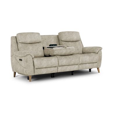 Brunel 3 Seater Electric Recliner Sofa with Multifunctional Middle Seat in Marble Cream Fabric