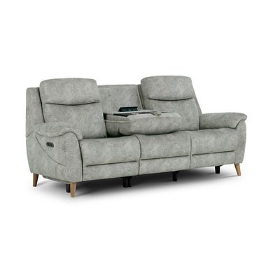Brunel 3 Seater Electric Recliner Sofa with Multifunctional Middle Seat in Marble Silver Fabric