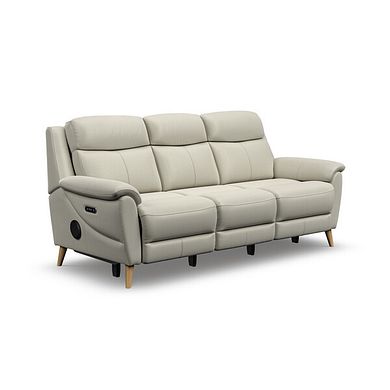 Brunel 3 Seater Recliner Sofa with Speakers in Bone China Leather