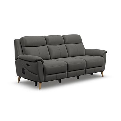 Brunel 3 Seater Recliner Sofa with Speakers in Elephant Grey Leather