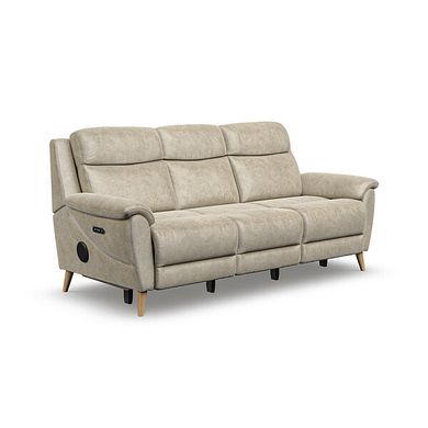 Brunel 3 Seater Recliner Sofa with Speakers in Marble Cream Fabric
