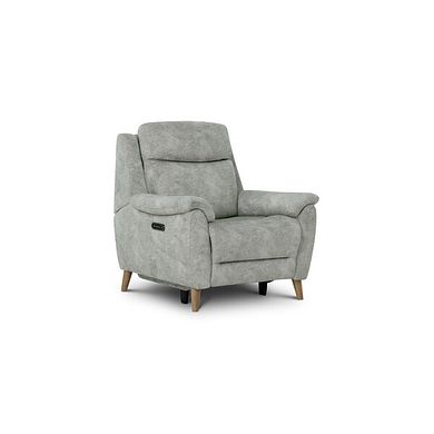 Brunel Recliner Armchair with Adjustable Power Headrest and Lumbar Support in Marble Silver Fabric