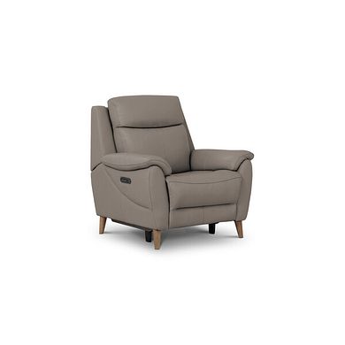 Brunel Recliner Armchair with Adjustable Power Headrest and Lumbar Support in Oyster Leather