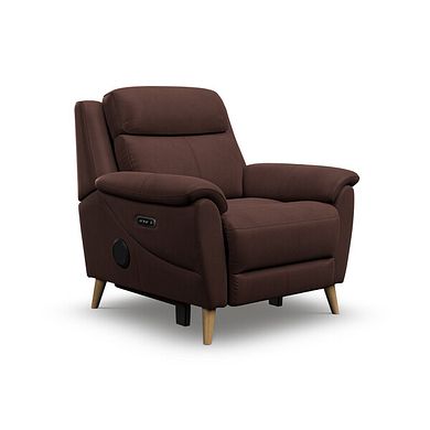 Brunel Electric Recliner Armchair with Speakers in Chestnut Leather