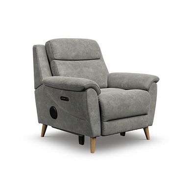 Brunel Electric Recliner Armchair with Speakers in Dexter Stone Fabric
