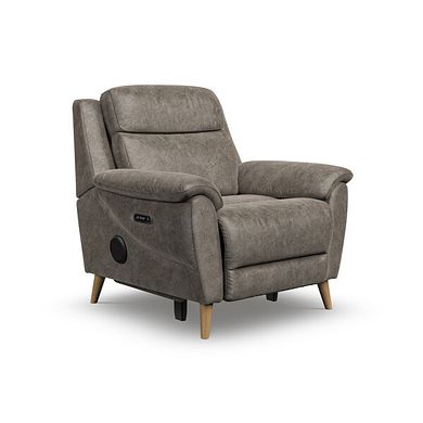 Brunel Electric Recliner Armchair with Speakers in Marble Mink Fabric