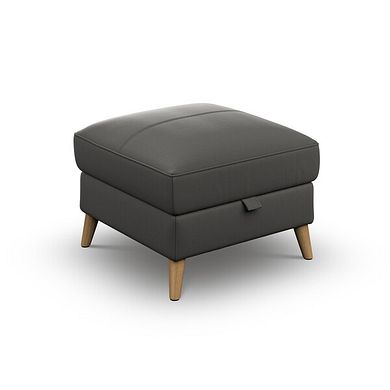 Brunel Storage Footstool in Elephant Grey Leather