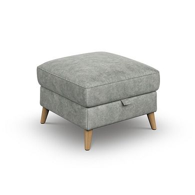 Brunel Storage Footstool in Marble Silver Fabric