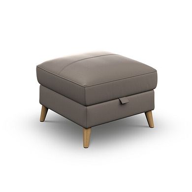 Brunel Storage Footstool in Oyster Leather