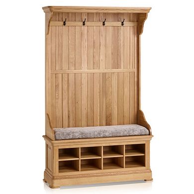 Canterbury Natural Solid Oak Hallway Unit with Plain Truffle Fabric Hallway Pad