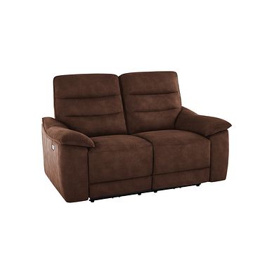 Carter 2 Seater Electric Recliner Sofa in Ranch Dark Brown Fabric