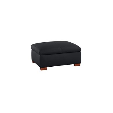 Carter Storage Footstool in Black Leather