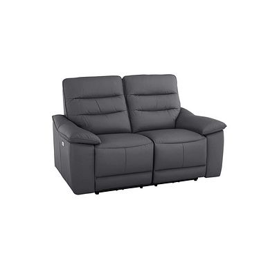 Carter 2 Seater Electric Recliner Sofa in Dark Grey Leather