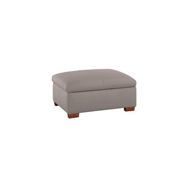 Carter Storage Footstool in Light Grey Leather