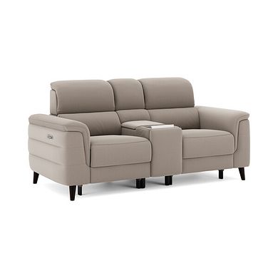 Cassius 2 Seater Power Recliner Console Sofa with Smart Screen and Speakers in Bella Latte Fabric