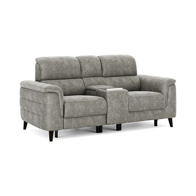Cassius 2 Seater Power Recliner Console Sofa with Smart Screen and Speakers in Marble Mink Fabric