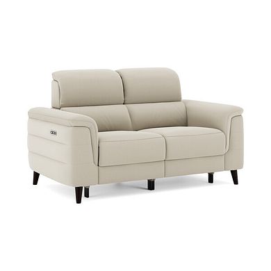 Cassius 2 Seater Power Recliner Sofa in Bella Barley White Fabric