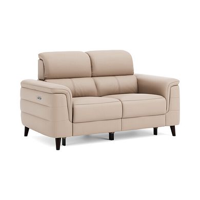 Cassius 2 Seater Power Recliner Sofa in Mushroom Leather