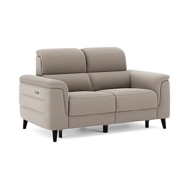 Cassius 2 Seater Power Recliner Sofa with Adjustable Power Headrests and Speakers in Bella Latte Fabric