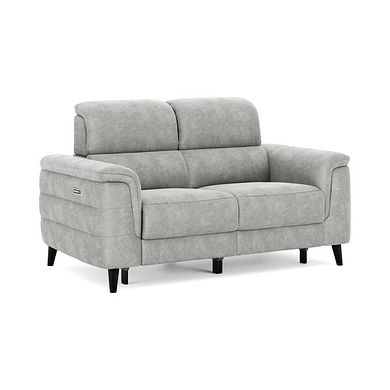 Cassius 2 Seater Power Recliner Sofa with Adjustable Power Headrests and Speakers in Marble Silver Fabric