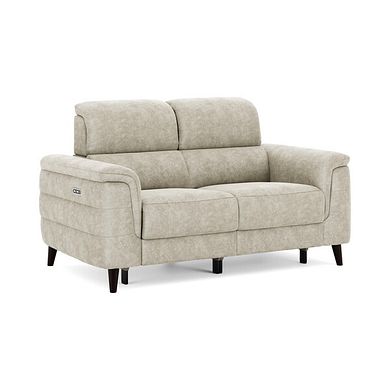 Cassius 2 Seater Power Recliner Sofa with Adjustable Power Headrests in Marble Cream Fabric