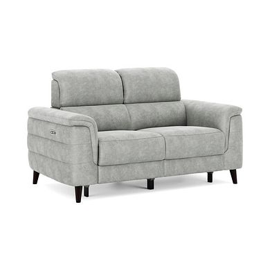 Cassius 2 Seater Power Recliner Sofa with Adjustable Power Headrests in Marble Silver Fabric