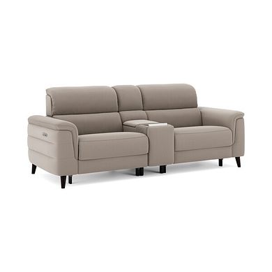 Cassius 2.5 Seater Power Recliner Console Sofa with Smart Screen and Speakers in Bella Latte Fabric