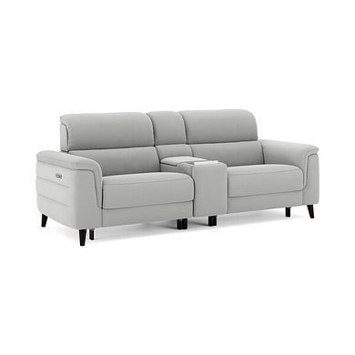 Cassius 2.5 Seater Power Recliner Console Sofa with Smart Screen and Speakers in Bella Lead Grey Fabric