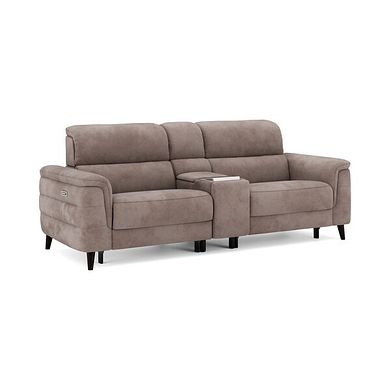 Cassius 2.5 Seater Power Recliner Console Sofa with Smart Screen and Speakers in Dexter Nutmeg Fabric