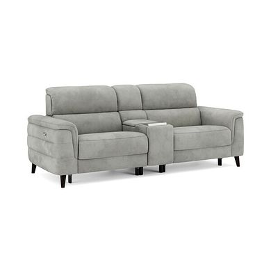 Cassius 2.5 Seater Power Recliner Console Sofa with Smart Screen and Speakers in Dexter Stone Fabric