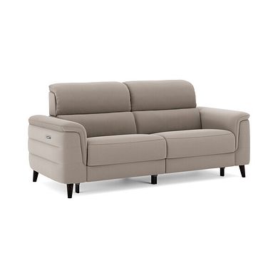 Cassius 3 Seater Power Recliner Sofa with Adjustable Power Headrests and Speakers in Bella Latte Fabric