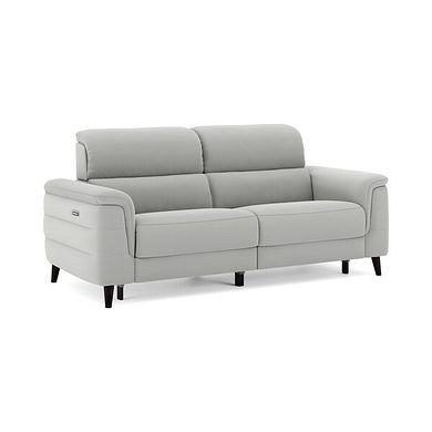 Cassius 3 Seater Power Recliner Sofa with Adjustable Power Headrests and Speakers in Bella Lead Grey Fabric