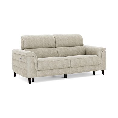Cassius 3 Seater Power Recliner Sofa with Adjustable Power Headrests and Speakers in Marble Cream Fabric