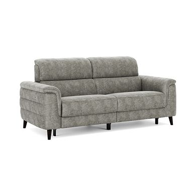 Cassius 3 Seater Power Recliner Sofa with Adjustable Power Headrests and Speakers in Marble Mink Fabric
