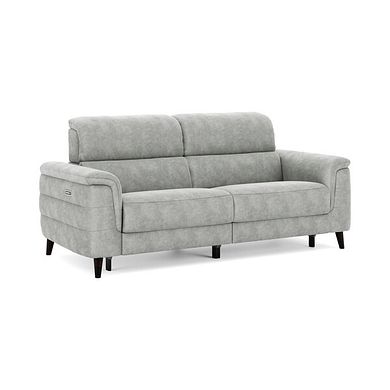 Cassius 3 Seater Power Recliner Sofa with Adjustable Power Headrests and Speakers in Marble Silver Fabric