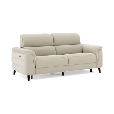 Cassius 3 Seater Power Recliner Sofa with Adjustable Power Headrests in Bella Barley White Fabric