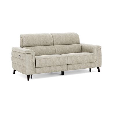 Cassius 3 Seater Power Recliner Sofa with Adjustable Power Headrests in Marble Cream Fabric